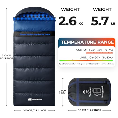 Cotton Flannel XXL Winter Sleeping Bags for Adults Big and Tall,Cold Weather 90x39 Inch Camping Sleep Bag,Waterproof Machine Washable 4 Season Outdoor Camping Gear,2-Way Zipper - color: Blue, size: 5.7lb(35-45℉)