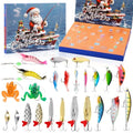 Fishing Lures Kit, 24Pcs Assorted Fishing Baits with Crankbaits, Spoon Lures, Hooks, Weights & Accessories, Fish Tackle Gift Set for Men, Bass Freshwater - size: A