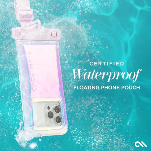 Case-Mate Soap Bubble IP68 Waterproof Phone Pouch - Iridescent | Touchscreen Floating Waterproof Phone Case with Crossbody Lanyard - Fits All Phones - Beach Cruise Ship Travel Essentials - color: Iridescent