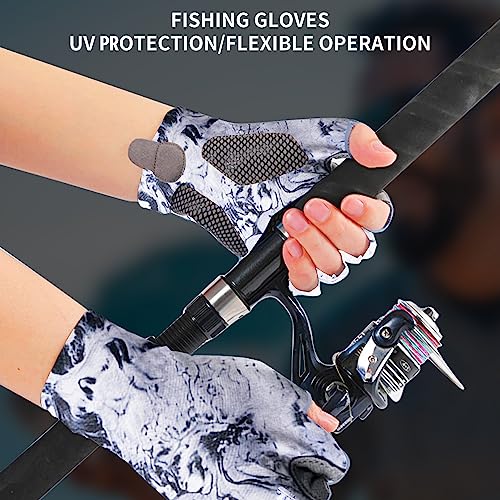 Sun Gloves UPF 50+ Fishing Gloves, Fingerless Sun Protection UV Protection Fishing Gloves Men/Women for Kayaking, Hiking, Paddling, Driving - color: Grey, size: Medium