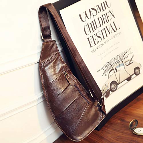 Vintage Leather Sling Bag Backpack for Men Crossbody Shoulder Chest DayPack Backpacks - color: #00brown