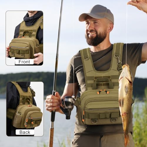 MiOYOOW Fishing Chest Pack, Waterproof Fly Fish Bag with Reflective Design for Men Women Outdoor Hunting Hiking - color: Black