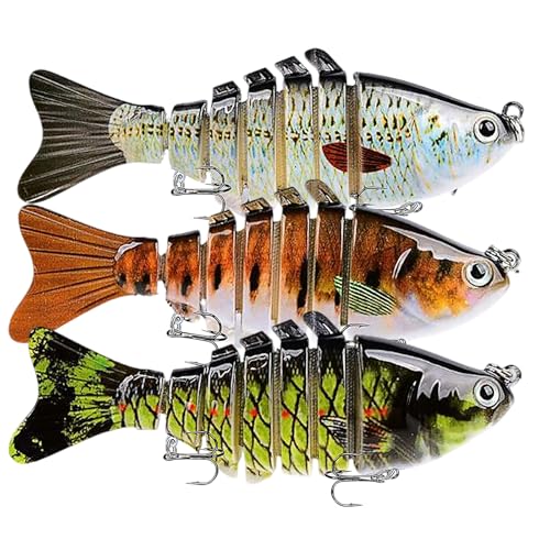 Keenjorika Fishing Lures Multi Jointed Fish Fishing Kits, Slow-Sinking Lifelike Segmented Swimbait Crankbaits, Realistic Swimming Action for Bass, Trout, Pike & Walleye, Freshwater and Saltwater - color: 3 Pack-Style 9