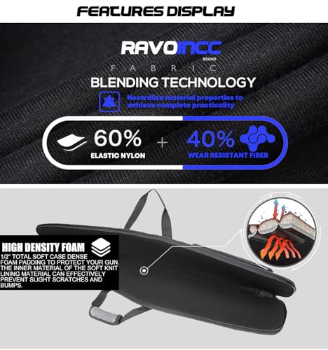 RAVOINCC Rifle Case Soft Shotgun Cases - Water Resistant Gun Carry Bag for Scoped Rifles with 3 Accessory Pockets Adjustable Shoulder Strap Available Length in 46 52 Inch - color: Grey, size: 46inch