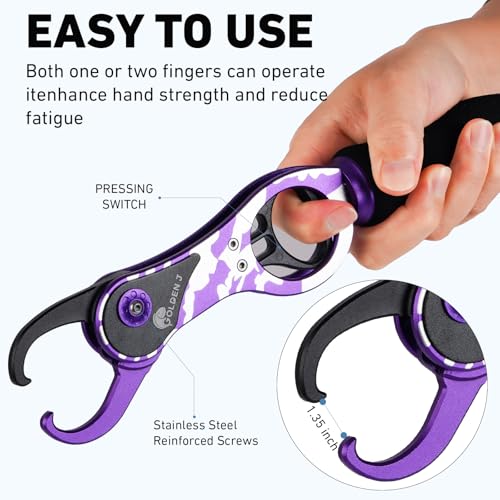 Golden J Fish Lip Gripper & Multi-Function Fishing Pliers Set - High-Strength Aluminum & Stainless Steel, Hook Remover, Split Ring Pliers, Line Cutter, Ideal for Ice, Surf, Lure Fishing