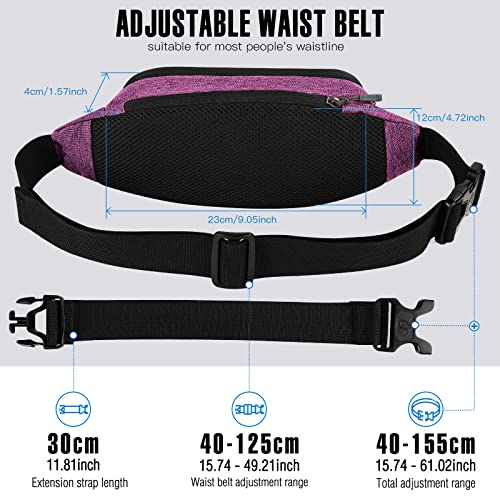WATERFLY Fanny Pack Waist Bag: Small Hip Pouch Bum Bag Fannie Pack Phanny Fannypack Waistpack Bumbag Beltbag Sport Slim Fashionable for Jogging Hiking Hiker Woman Man - color: Purple