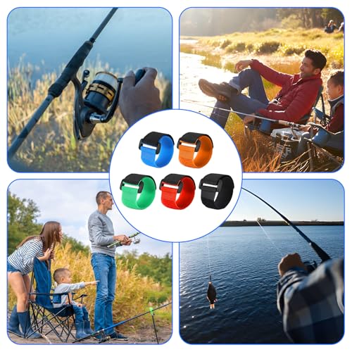 20 Pcs Fishing Rod Straps, 5 Color Hook & Loop Fish Rod Belts | Adjustable Elastic Fishing Pole Straps Tackle Belt Ties Casting Rods Fishing Rod Accessories for Casting, Fly Rods