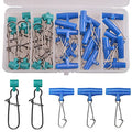 Fishing Line Sinker Slides- 30pcs Stainless Steel Braid Line Sinker Slider with Duo-Lock Snap High-Strength Line Weight Connectors for Saltwater Surf Fishing Rigs Catfishing - style: 2 Colors Mixed-30pcs