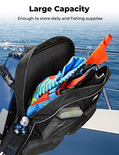 KEMIMOTO Boat Storage Bag, Boat Seat Backpack Boat Storage Organizer with Mesh Pockets, Waterproof Boat Backseat Storage Bag for Life Jacket, Swimsuit, and Other Boating Accessories