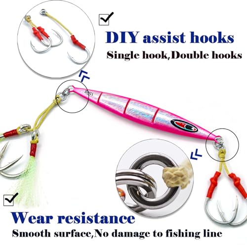 FishTrip Solid Rings Fishing 50Pcs - Stainless Steel Ring for Assist Hooks Jigs Butterfly Rigs Saltwater Freshwater - size: Size 3_50pcs
