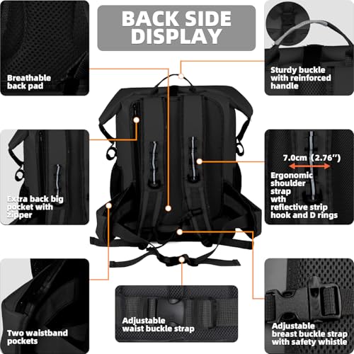 MORXPLOR Dry Bag Waterproof,5L/10L/20L/30L/40L/55L Roll Top Dry Bag Backpack with WaterProof Phone Case for Swim,Kayak - color: Black, size: 40Liter