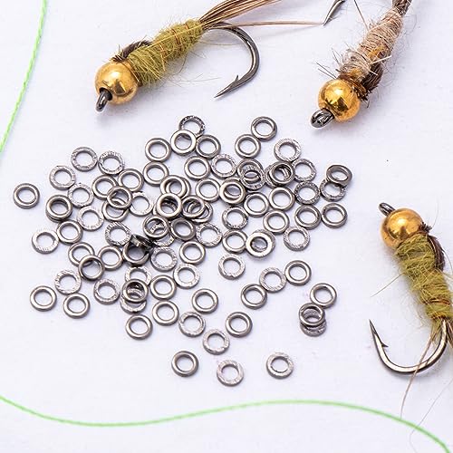 Pndeyo Fly Fishing Tippet Rings, Solid Tippet Connectors, Stainless Steel Freshwater Fishing Line Leaders - size: 50pcs 2mm