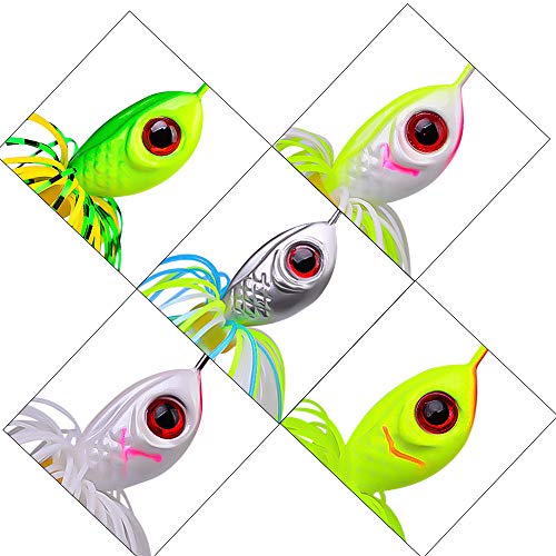 Spinnerbait Fishing Lure, Hard Metal Jig Spinner Baits Kits Swimbait for Bass Trout Pike Salmon Walleye Freshwater Saltwater 5pcs/Pack - color: Spinnerbait 5pcs/set 1, size: 3/8oz