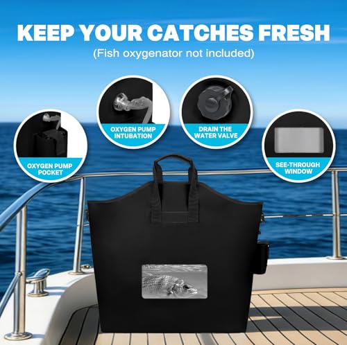 MORXPLOR Fish Bag Heavy Duty Tournament Fishing Weigh in Bag 26x23 19x34 inches - color: 23inch Black