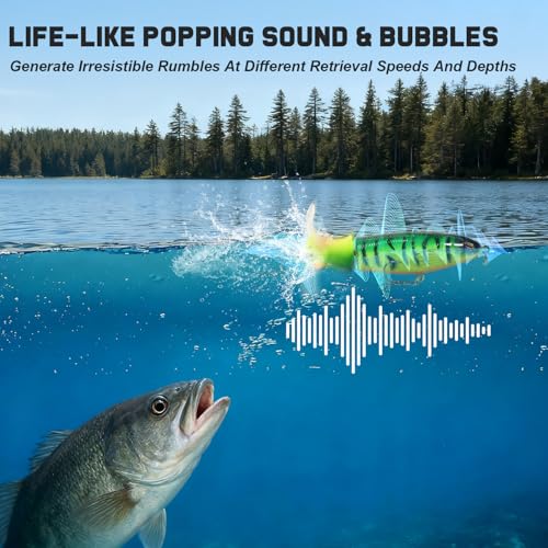 Swim baits Fishing Lures for Freshwater, Fableblis Mixed Top Water Bass Lures, Multi Jointed Swimbaits & Artificial Whopping Plopping Baits for Trout Catfish Crappie Muskie