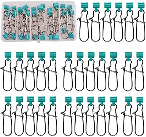 Fishing Line Sinker Slides- 30pcs Stainless Steel Braid Line Sinker Slider with Duo-Lock Snap High-Strength Line Weight Connectors for Saltwater Surf Fishing Rigs Catfishing - style: Green-30pcs