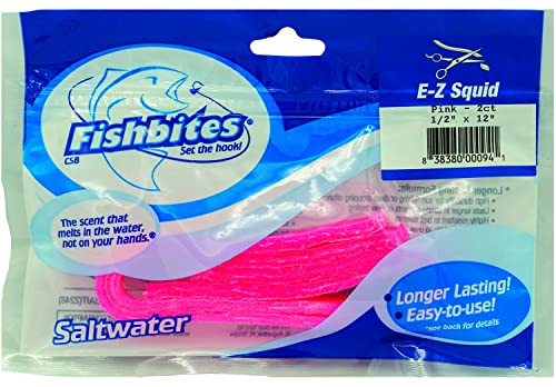 Fishbites EZ Squid - Fast Acting - color: Pink, size: 12"x0.5"