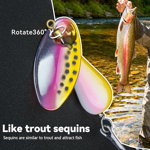 QualyQualy Trout Lures Fishing Spinnerbaits 5pcs Brass Hard Metal Spinner Trout Baits Fishing Lure for Perch Freshwater Saltwater Lake River - color: #B, size: 1/10 oz