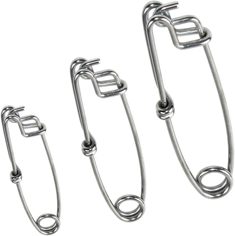 Longline Fishing Snap Clips 6PCS Stainless Steel Strong Long Line Clips Branch Hanger Floatline Tuna Clips Fishing Tackle Connector 4in 5in 6in - size: 6inch-6pcs