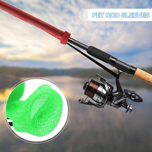 PATIKIL Rod Sock, Fishing Rod Sleeve Cover Braided Mesh Pole Protector Gloves Fishing Tools Pointed End for Spinning Fishing Rod Fly Rod Ice Rod Casting Rod - color: Green, size: 75 Inch