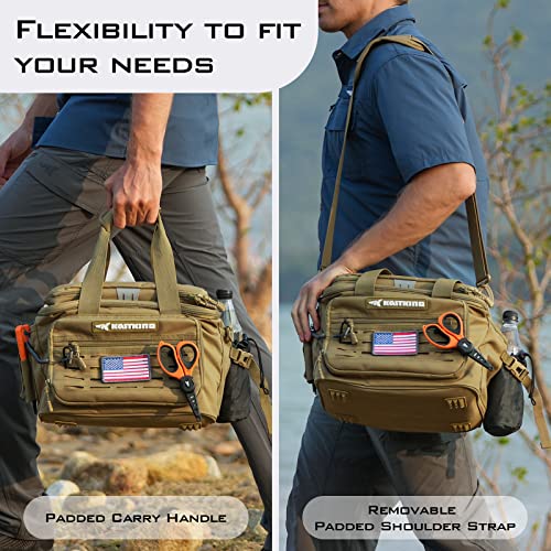 KastKing Fishing Tackle Bags - Saltwater & Freshwater Fishing Bags - Water Resistant, Padded Shoulder Strap - Gear Storage - color: Khaki--Medium, size: Medium