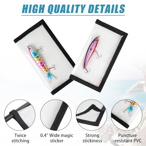 Fishing Lure Wraps,Water-Resistance Clear PVC Fishing Bait Hook Cover Keeps Fish Safe and Easily See Lures Hook Tackle Baits Storage Protector Cover for Saltwater Freshwater 4/8Packs - color: Black, size: 4 Pack - Large (8.0"x4.3")