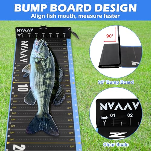53in Fish Ruler, Waterproof Fish Measuring Tape, Portable Fishing Ruler with Bump Board, Fishing Measurement Tool for Boat, Kayak, Coolers, Yacht and Workbench