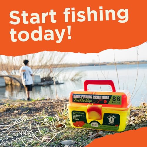Catch Co Mystery Tackle Box Bank Fishing Essentials - 88 Pieces - Small Tackle Box - color: Orange