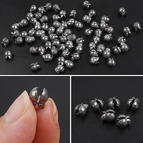 Split Shot Fishing Weights Sinkers,100pcs Removable Split Shot Fishing Line Sinkers Round Clip On Weights for Freshwater Saltwater Fishing - size: 0.8g-100pcs