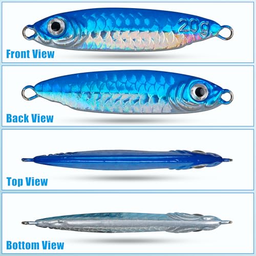 Saltwater Fishing Jigs Metal Jigging Spoon Long Casting Fishing Spoons Lures Jigging Fishing Lures Sinking Metal Spoon Vertical Slow Pitch Jigs with Assist Hook for Bass Salmon Trout - size: 5 pcs - 3/8 oz