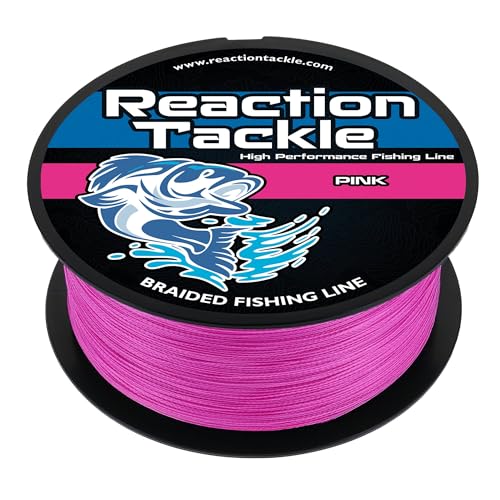 Reaction Tackle Braided Fishing Line - Pro Grade Power Performance for Saltwater or Freshwater Fish - Colored Fishing Line Braid for Extra Visibility - color: Pink, size: 6 Lb (300 Yards)