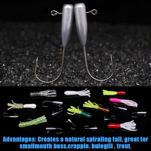 Tube Jig Heads for Crappie, Panfish, and Bass Fishing - 24 Pack - size: 3/16 oz
