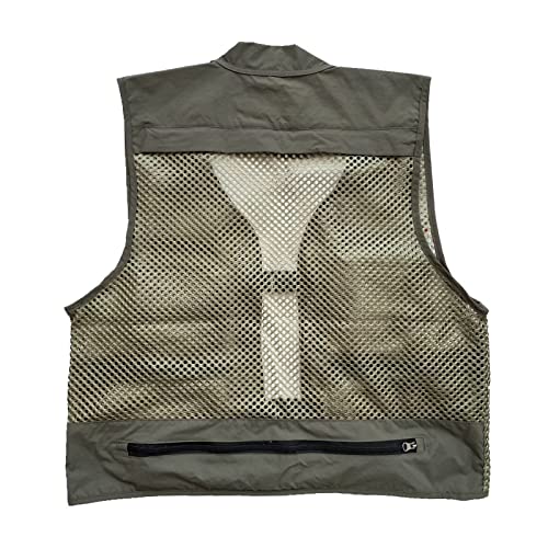 Men Mesh Breathable Multi-Pocket Vest Outdoor Travelers Fly Fishing Photography - color: Green, size: X-Large