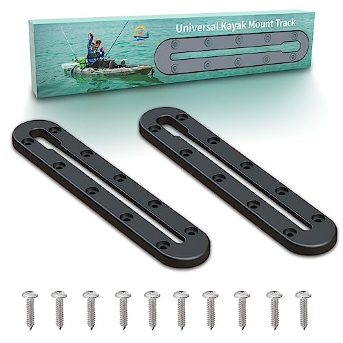 Huntury Kayak Track, Kayak Low Profile Track, Kayak Rail, Kayak Accessories Mount Track, Kayak Gear Track for Fishing Rod Holder, Fish Fider, Cup Holder, Anchor Cleats - style: 2pcs 8“ Length