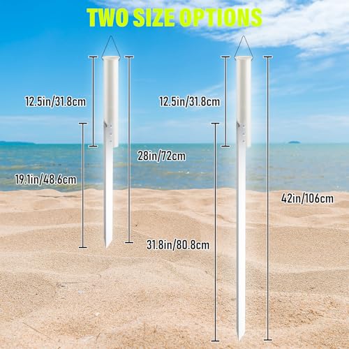 Dr.Fish Sand Spikes PVC Aluminum Surf Fishing Rod Holder, Beach Fishing Rod Holder, Portable Pole Holder Saltwater & Freshwater Shore Use River Bank - size: 28"-2 Pieces