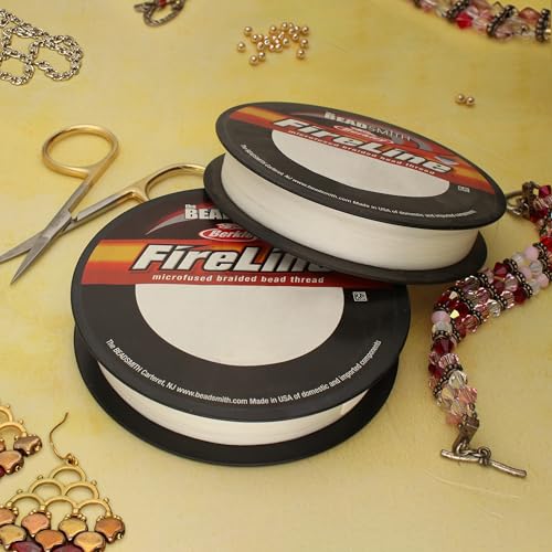 The Beadsmith Fireline by Berkley, Micro-Fused Braided Thread | 6lb. Test, .006”/.15mm Dia, 125 Yd Spool, Crystal Color, Super Strong Stringing Material for Jewelry Making and Bead Weaving - color: Crystal, size: 6lb, .006", 125 yard