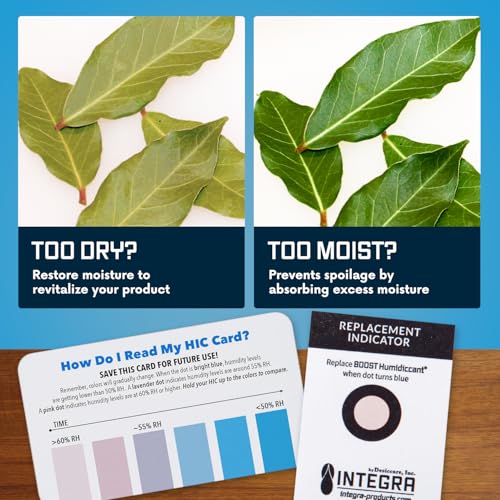 Integra Boost 62% RH, 2 Way Humidity Control Packs – 8g Size for Storing 1 oz – Pack of 50 Moisture Absorbers for Small Jars & Containers – Humidifier Packets for Herbs & Spices & Food Storage - size: Pack of 50