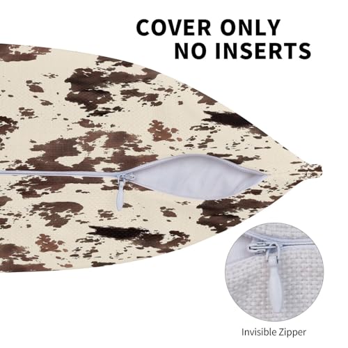 Cow Print Throw Pillow Covers Western Cow Lumbar Pillow Cases 12x20 Inch Set of 2 White Brown Cowhide Outdoor Decorative Pillowcase Cushion Cover for Couch Sofa - color: Brown, size: 20" x 12" (Pack of 2)