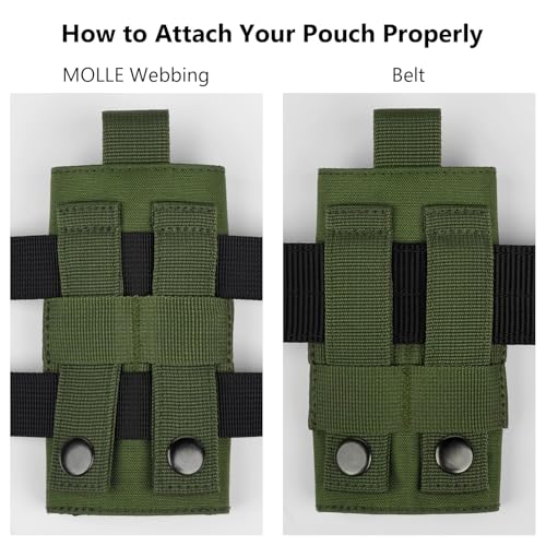 BASSDASH Tactical Molle Water Bottle Pouch with Carabiner Foldable Mesh Holder Bag for Travel Fishing Hunting Hiking Outdoor Activities - color: Army Green with Upgraded Molle Straps