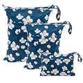 babygoal Wet Dry Bags for Baby Cloth Diapers, Washable Travel Bags, Beach, Pool, Gym Bag for Swimsuits & Wet Clothes with Two Zippered Pockets 3 Pack(S,M,L), 3SML02 - color: Flower 01