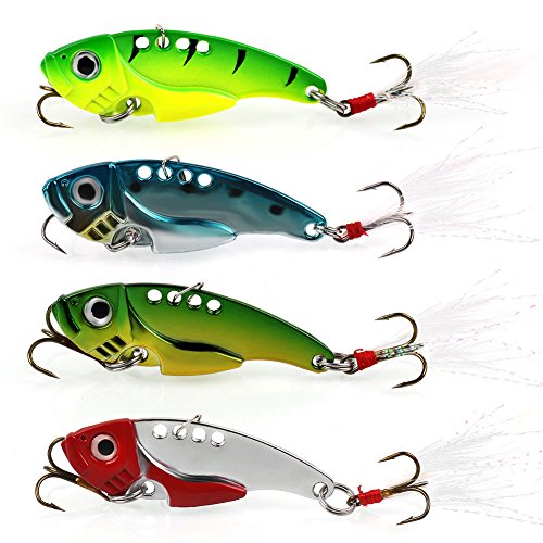 Sougayilang Spinner Spoon Blade Swimbait Freshwater Saltwater Fishing Tackle Lures and Baits-4pcs