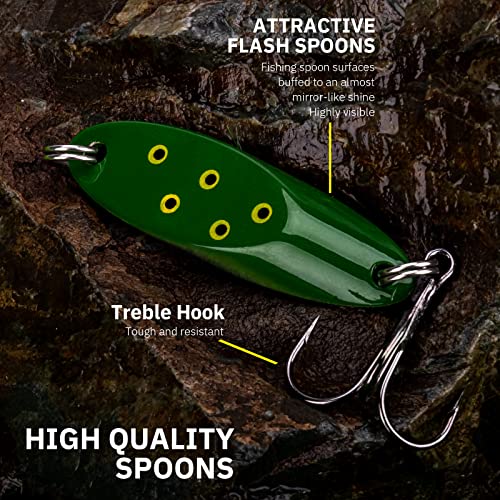THKFISH Fishing Lure Spoons Trout Spoons for Fishing Jigging with Hooks - color: Color 2#, size: ['1/4 oz - 5 pieces']