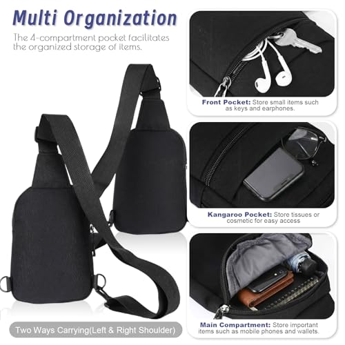 Kajaia 7 Pack Crossbody Sling Bags for Men Lightweight Oxford Cloth Shoulder Bag with Multi-pockets and Buckle Adjustable Strap, Waterproof Travel Bag for Men, Work, Commute, Running, Fishing