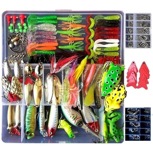 275 Pcs Fishing Lure Tackle Box Kit for Fresh and Saltwater Set