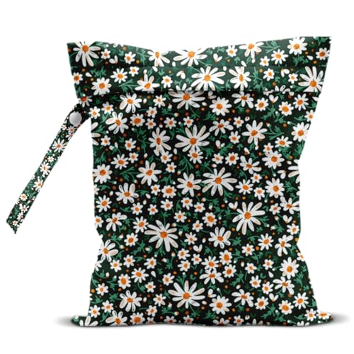 Wet Dry Bags for Diaper Waterproof Swimsuit Washable Reusable Bag for Beach Diapers Dirty Yoga Gym Clothes Plant Gifts for Friend Men Women 12.5x10.2 Inches - color: Flower4