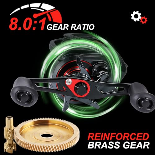 Sougayilang Baitcasting Fishing Rod and Reel Combo, Medium 6'/7' Low Profile with SuperPolymer Handle (2 Pieces 7ft Left) - color: Cast-Left hand-6'0''-Medium