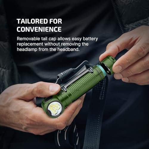 OLIGHT Perun 3 Rechargeable Headlamp Flashlight, 3000 Lumens LED Headlight with Red Light, Waterproof Head Lamp with Headband for Outdoor Camping, Hiking, Working (OD Green) - color: OD Green