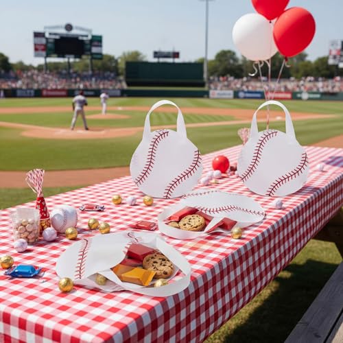 Shihanee 24 Pcs Baseball Party Favor Bags Ball Themed Party Goodie Candy Bags Sport Game Treat Handbags Baseball Non Woven Gift Handbags for Sport Theme Supplies - style: Baseball