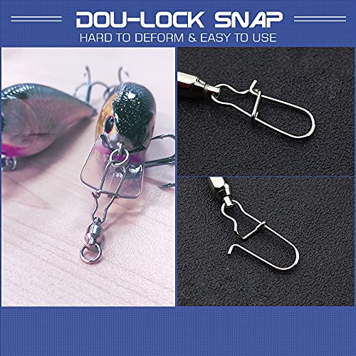 AMYSPORTS Ball Bearing Swivels Fishing Barrel High Strength Fishing Snap Bearing Connector Ring Snaps Swivels Saltwater Stainless Steel Accessories - size: Size 4+4 (75lb) 48 pcs