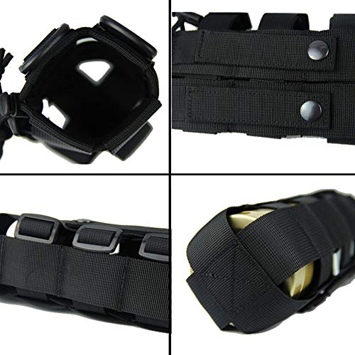 Tactical Water Bottle Pouch for Molle Systems, Adjustable Outdoor Sports Kettle Carrier Holder (3 Colors Available) - color: Black